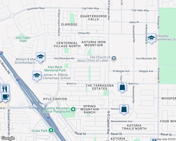 map of restaurants, bars, coffee shops, grocery stores, and more near 9000 West Wolf Dancer Avenue in Las Vegas