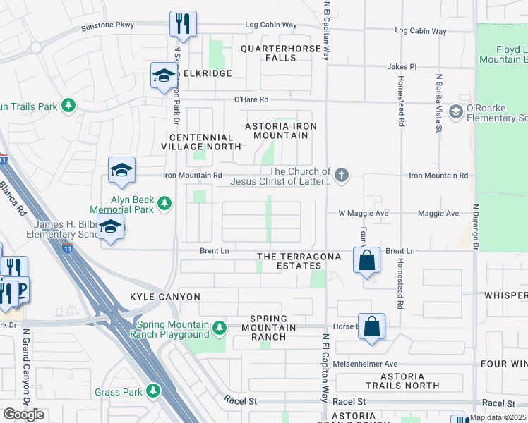 map of restaurants, bars, coffee shops, grocery stores, and more near 9000 West Wolf Dancer Avenue in Las Vegas