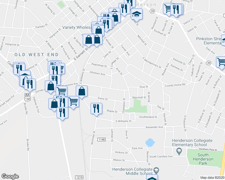map of restaurants, bars, coffee shops, grocery stores, and more near 406 Chavasse Avenue in Henderson