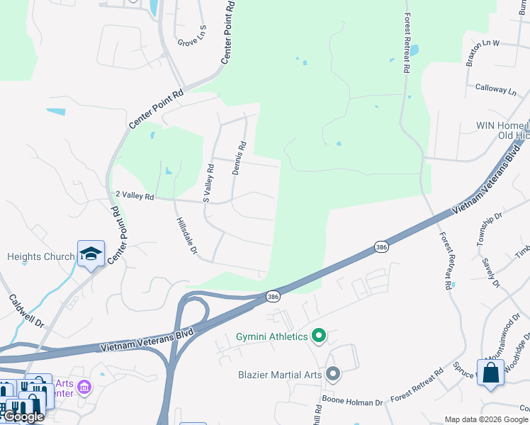 map of restaurants, bars, coffee shops, grocery stores, and more near 135 Dennis Road in Hendersonville