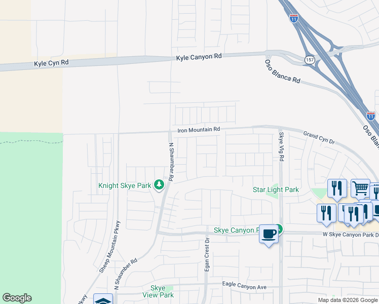 map of restaurants, bars, coffee shops, grocery stores, and more near 9038 Cielo Canyon Street in Las Vegas