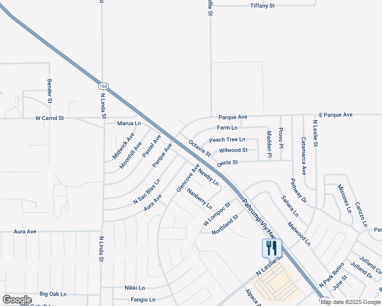 map of restaurants, bars, coffee shops, grocery stores, and more near Nevada State Road 160 in Pahrump