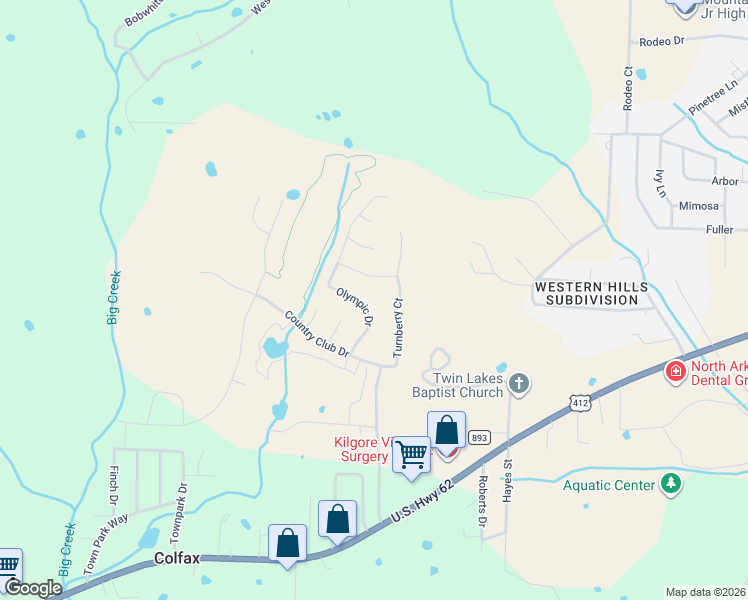 map of restaurants, bars, coffee shops, grocery stores, and more near 99 Olympic Drive in Mountain Home