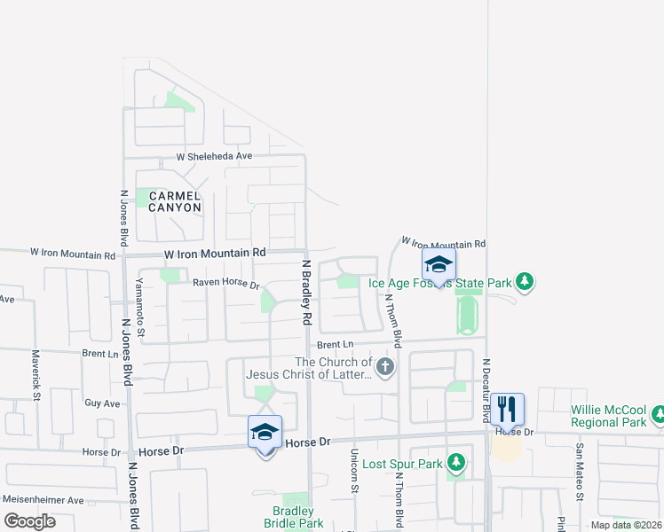 map of restaurants, bars, coffee shops, grocery stores, and more near 5329 Fireside Ranch Avenue in Las Vegas
