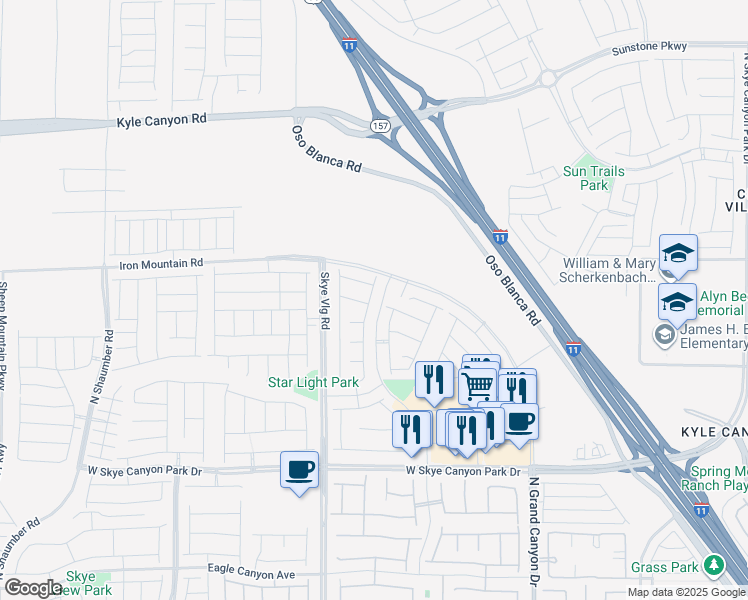 map of restaurants, bars, coffee shops, grocery stores, and more near 9022 Skye Canyon Ranch Street in Las Vegas