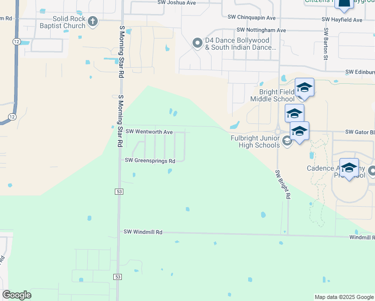 map of restaurants, bars, coffee shops, grocery stores, and more near 5405 Southwest Cherry Creek Road in Bentonville