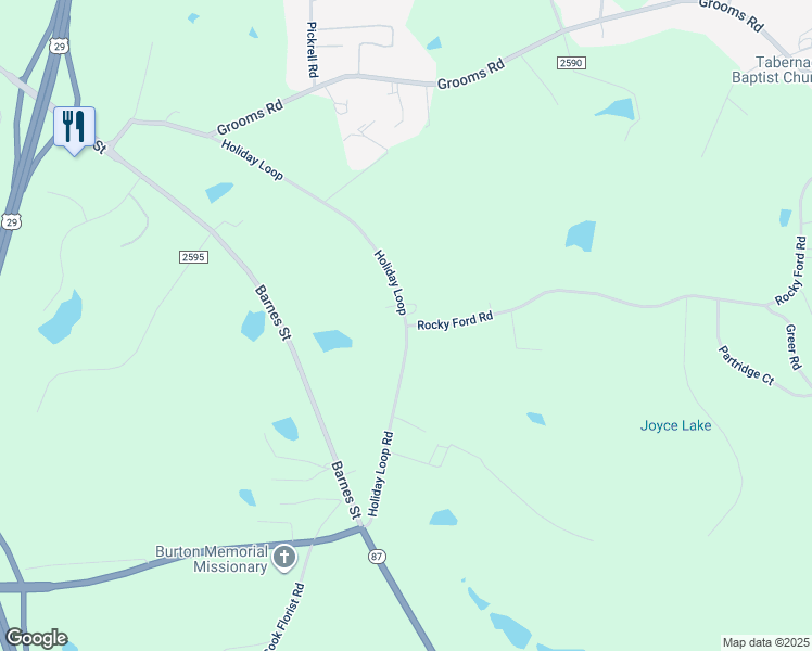 map of restaurants, bars, coffee shops, grocery stores, and more near 2504 Holiday Loop in Reidsville