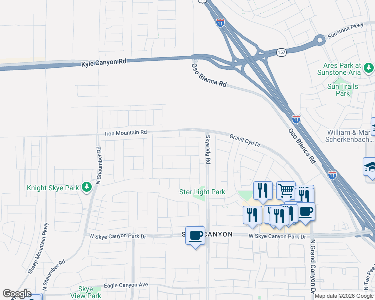 map of restaurants, bars, coffee shops, grocery stores, and more near 9625 Oso Blanca Road in Las Vegas