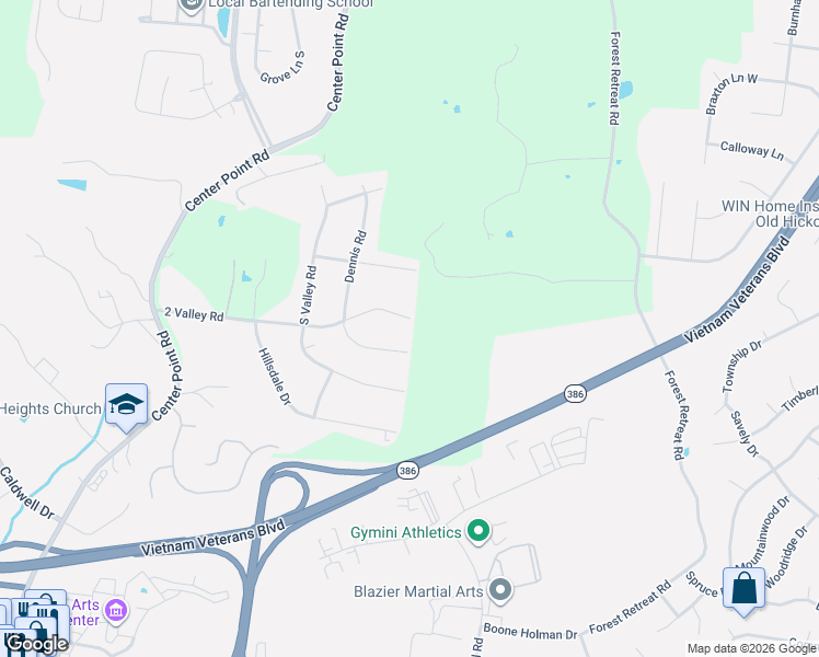 map of restaurants, bars, coffee shops, grocery stores, and more near 135 Dennis Road in Hendersonville