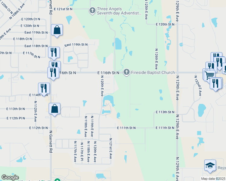 map of restaurants, bars, coffee shops, grocery stores, and more near 12012 East 114th Place North in Collinsville