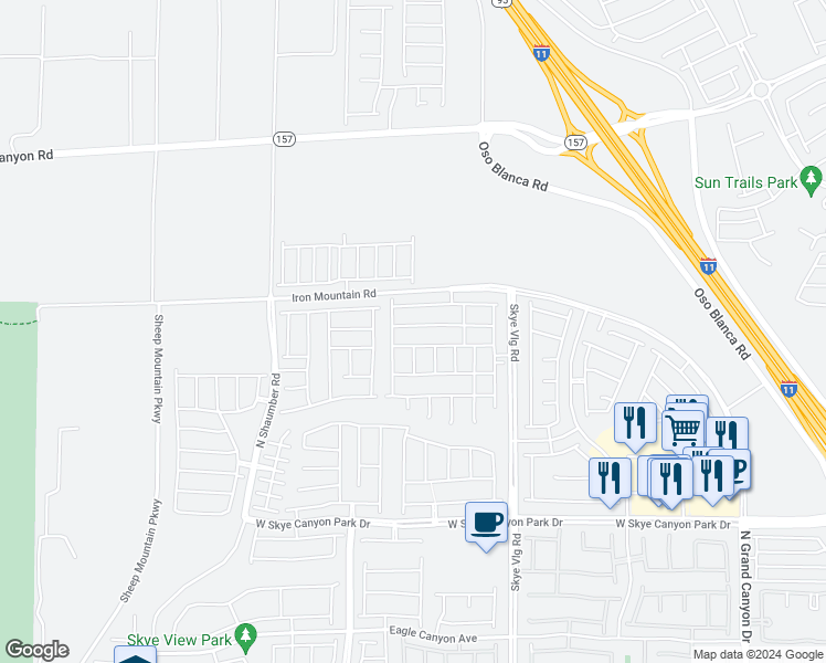 map of restaurants, bars, coffee shops, grocery stores, and more near 10209 Bismarck Palms Avenue in Las Vegas