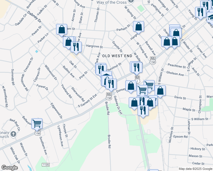 map of restaurants, bars, coffee shops, grocery stores, and more near 1600 South Garnett Street in Henderson