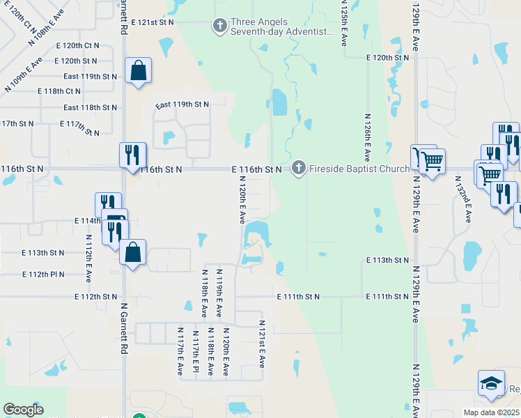 map of restaurants, bars, coffee shops, grocery stores, and more near 12012 East 114th Place North in Collinsville