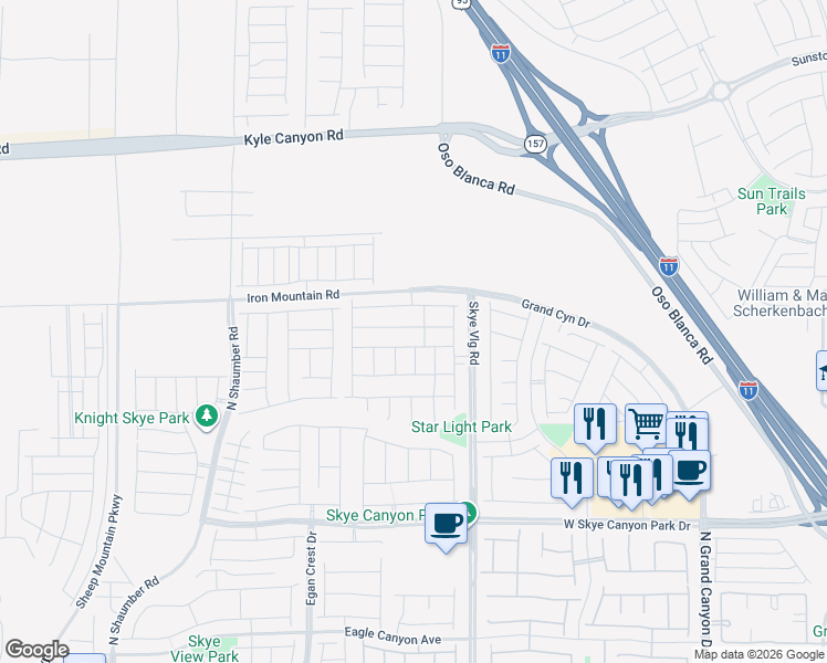 map of restaurants, bars, coffee shops, grocery stores, and more near 10161 Bismarck Palms Avenue in Las Vegas
