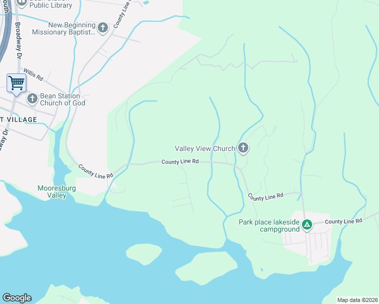 map of restaurants, bars, coffee shops, grocery stores, and more near 944 County Line Road in Mooresburg