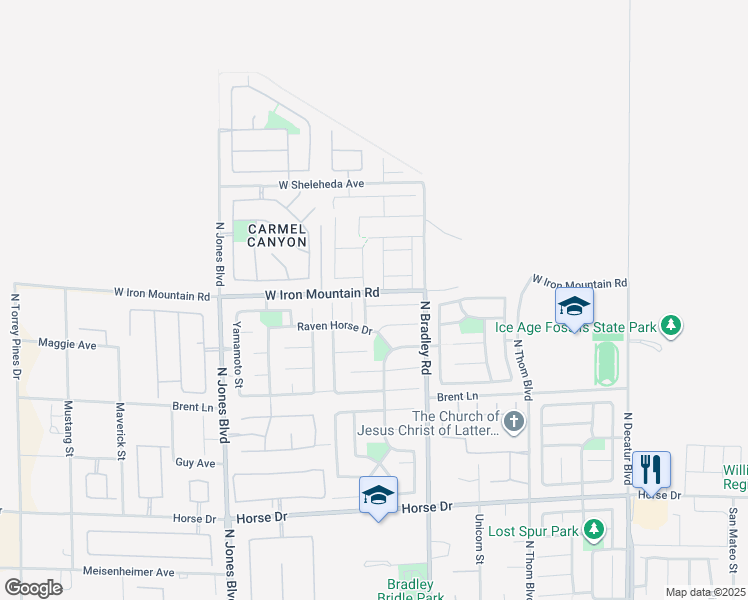 map of restaurants, bars, coffee shops, grocery stores, and more near 5540 Coyote Falls Court in Las Vegas