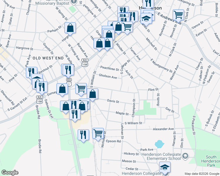 map of restaurants, bars, coffee shops, grocery stores, and more near 842 Nicholas Street in Henderson