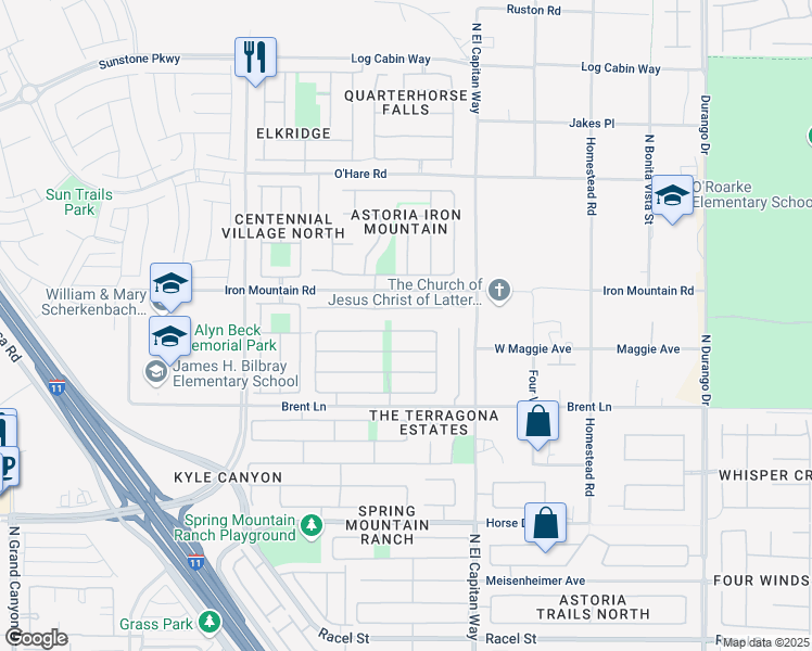 map of restaurants, bars, coffee shops, grocery stores, and more near 8912 West Wolf Dancer Avenue in Las Vegas