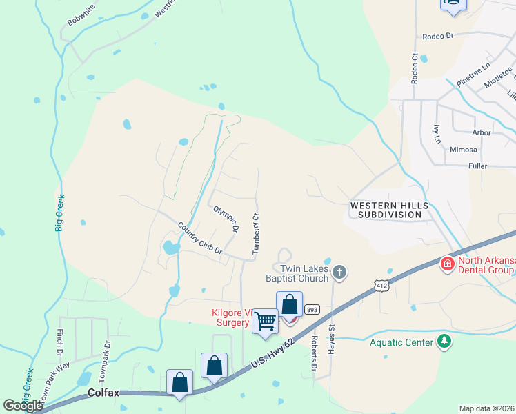 map of restaurants, bars, coffee shops, grocery stores, and more near 222 Turnberry Court in Mountain Home