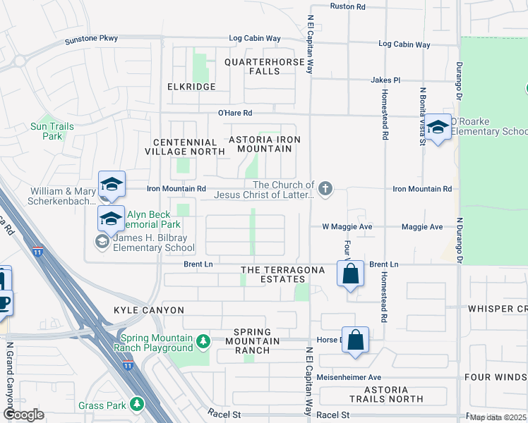 map of restaurants, bars, coffee shops, grocery stores, and more near 8912 West Wolf Dancer Avenue in Las Vegas