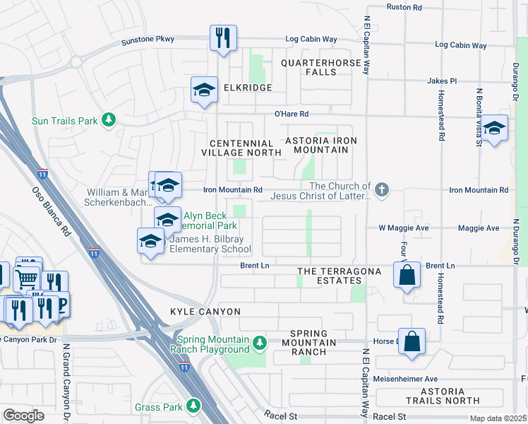 map of restaurants, bars, coffee shops, grocery stores, and more near 9060 Teetering Rock Avenue in Las Vegas