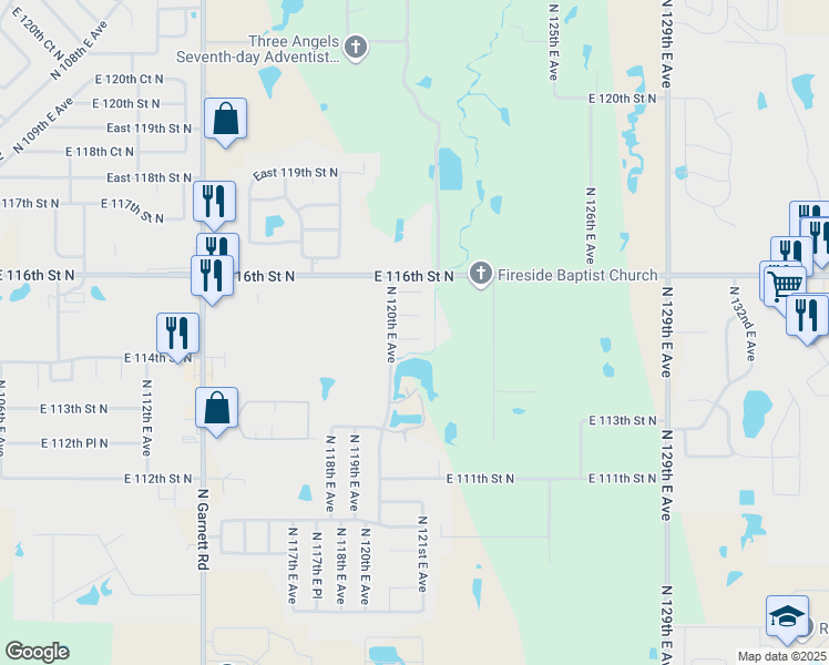 map of restaurants, bars, coffee shops, grocery stores, and more near 12007 East 114th Place North in Collinsville
