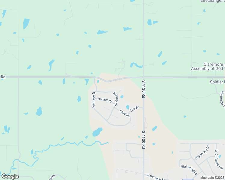 map of restaurants, bars, coffee shops, grocery stores, and more near 3332 Fairway Street in Claremore