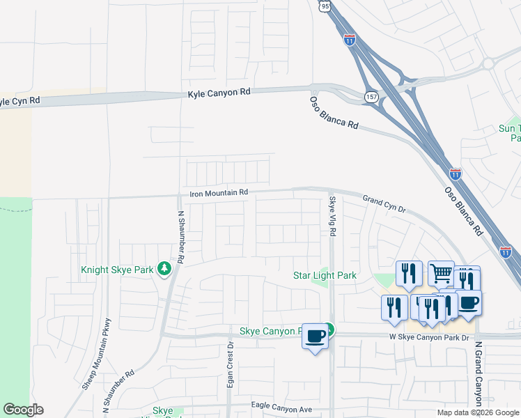 map of restaurants, bars, coffee shops, grocery stores, and more near 10226 Bismarck Palms Avenue in Las Vegas