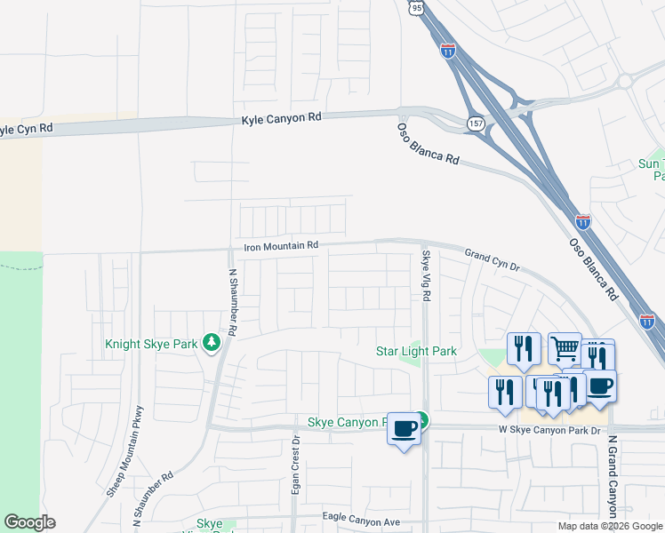 map of restaurants, bars, coffee shops, grocery stores, and more near 10226 Bismarck Palms Avenue in Las Vegas