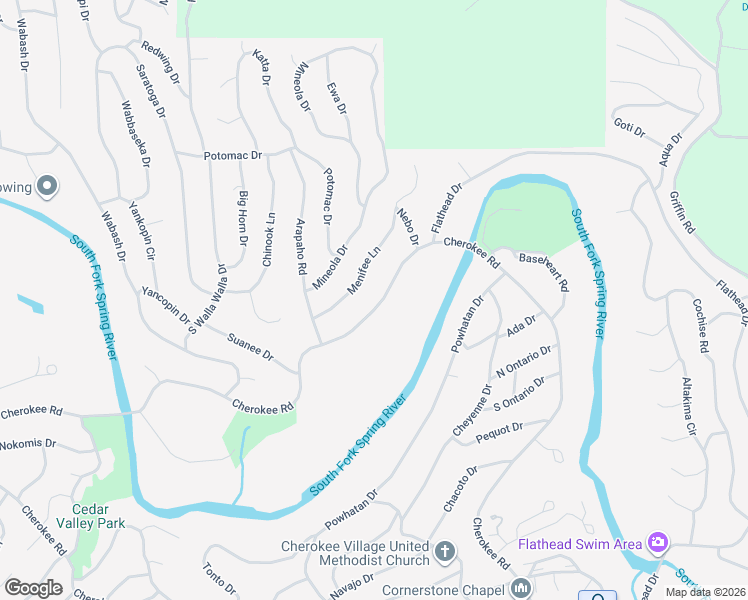 map of restaurants, bars, coffee shops, grocery stores, and more near 35 Cherokee Road in Cherokee Village