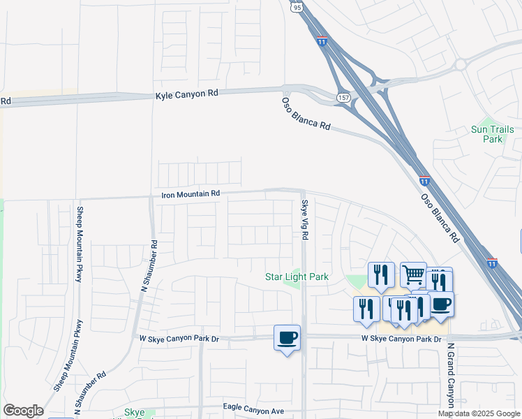 map of restaurants, bars, coffee shops, grocery stores, and more near 10172 Bismarck Palms Avenue in Las Vegas