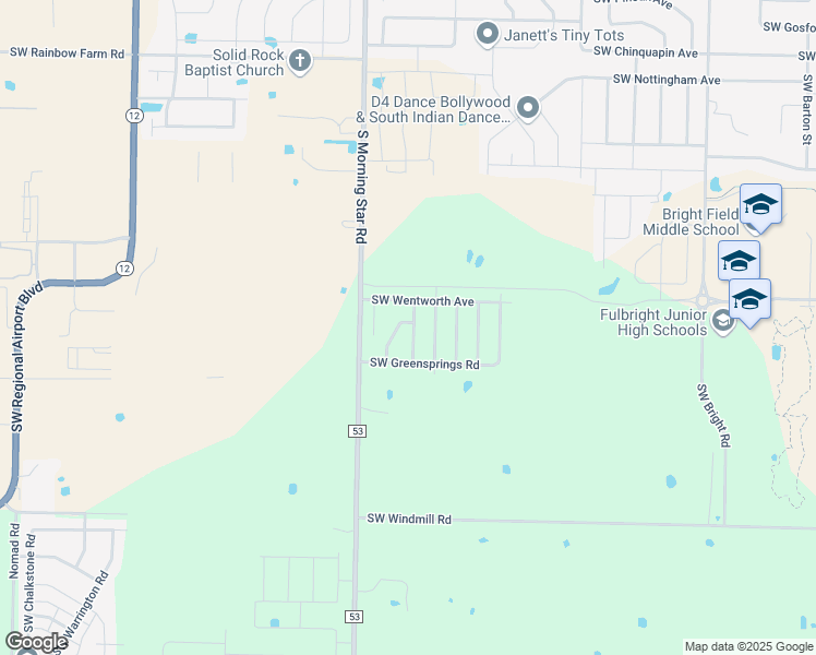 map of restaurants, bars, coffee shops, grocery stores, and more near 5400 Southwest Remington Road in Bentonville