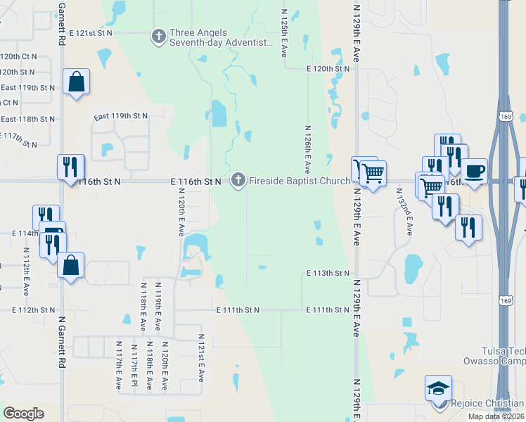 map of restaurants, bars, coffee shops, grocery stores, and more near 11423 North 123rd East Avenue in Collinsville