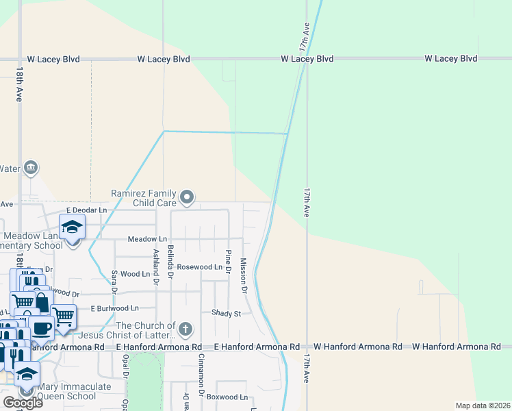 map of restaurants, bars, coffee shops, grocery stores, and more near 1034 Lords Court in Lemoore