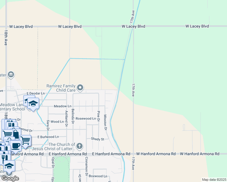 map of restaurants, bars, coffee shops, grocery stores, and more near 1034 Lords Court in Lemoore