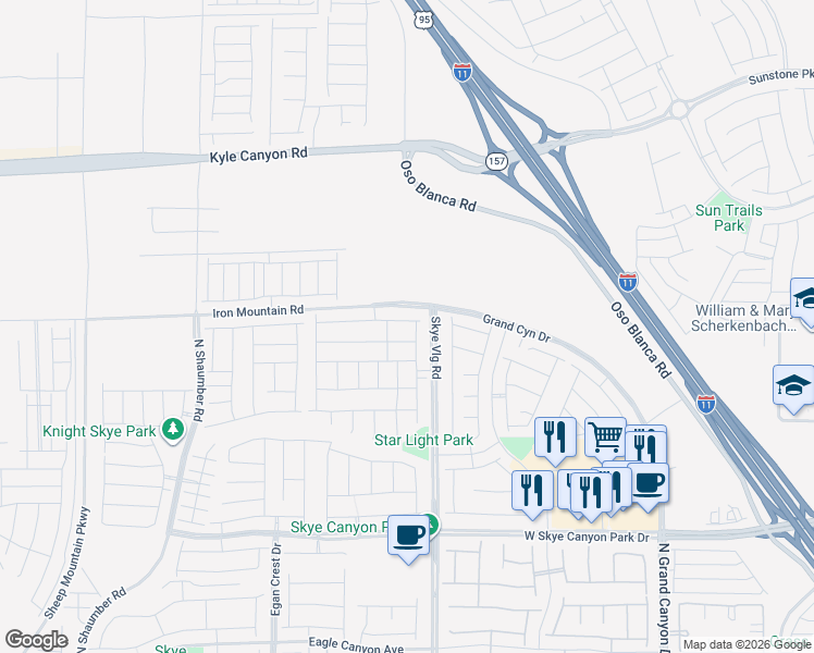 map of restaurants, bars, coffee shops, grocery stores, and more near 10125 Pleasant Knoll Avenue in Las Vegas