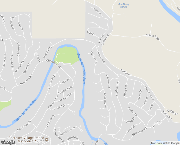 map of restaurants, bars, coffee shops, grocery stores, and more near 31 Cochise Road in Cherokee Village