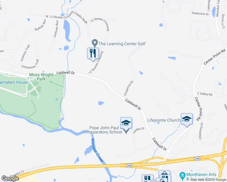 map of restaurants, bars, coffee shops, grocery stores, and more near 134 Caldwell Drive in Hendersonville