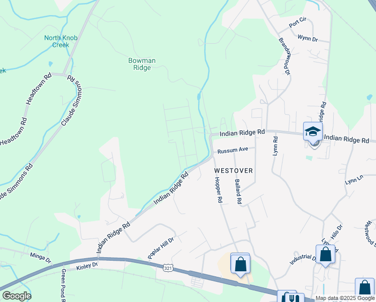 map of restaurants, bars, coffee shops, grocery stores, and more near 335 Terrapin Drive in Johnson City
