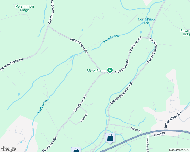 map of restaurants, bars, coffee shops, grocery stores, and more near 497 Headtown Road in Jonesborough