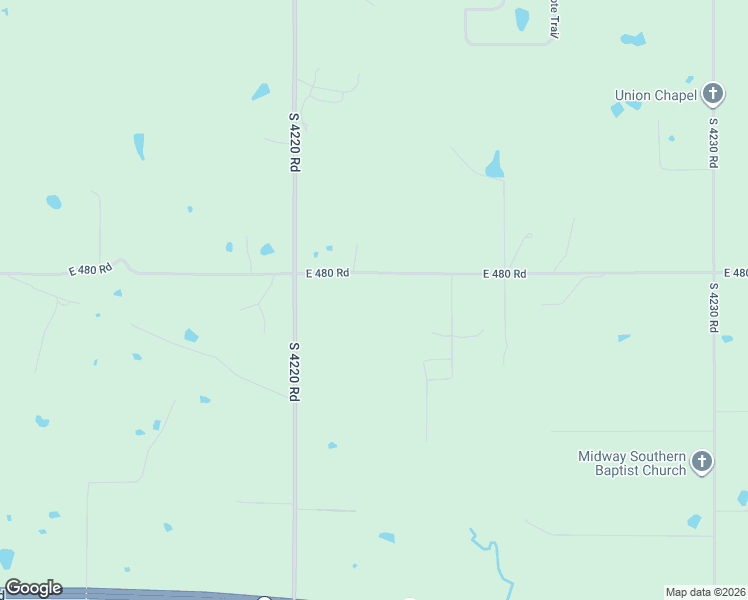 map of restaurants, bars, coffee shops, grocery stores, and more near 19112 East 480 Road in Claremore