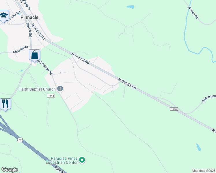 map of restaurants, bars, coffee shops, grocery stores, and more near 1210 Old VFW Road in Pinnacle