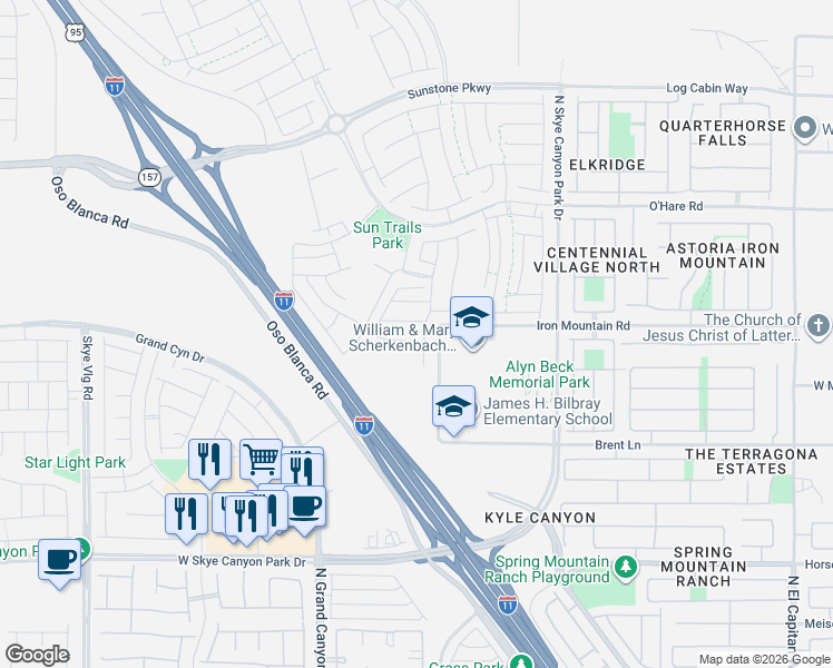map of restaurants, bars, coffee shops, grocery stores, and more near in Las Vegas