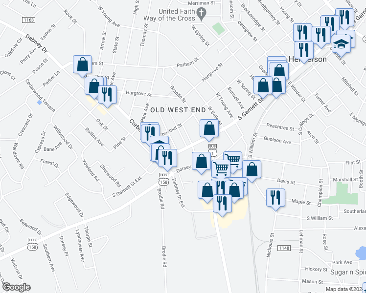 map of restaurants, bars, coffee shops, grocery stores, and more near 1204 South Garnett Street in Henderson