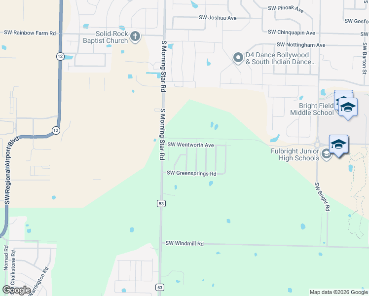 map of restaurants, bars, coffee shops, grocery stores, and more near 3101 Southwest Wentworth Avenue in Bentonville