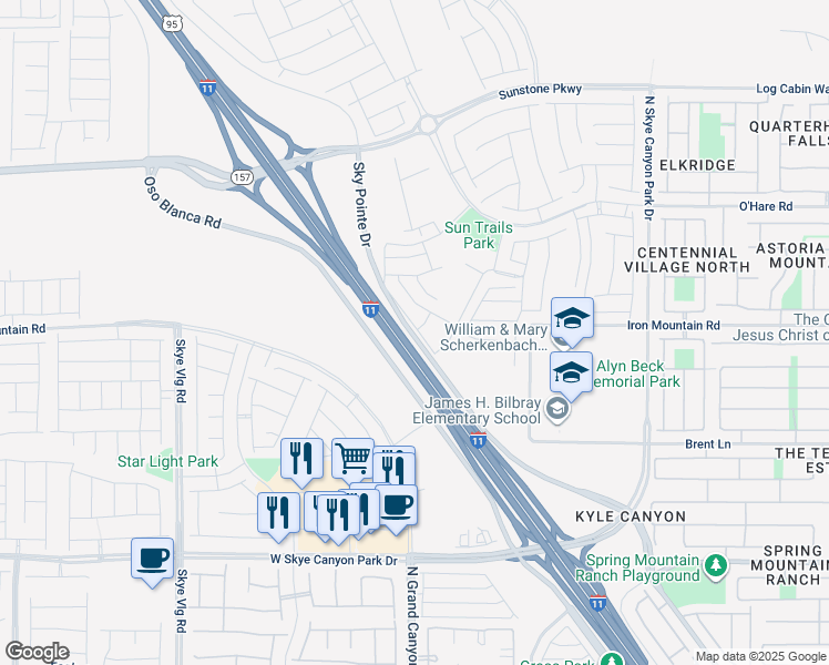map of restaurants, bars, coffee shops, grocery stores, and more near 8853 U.S. Route 95 in Las Vegas