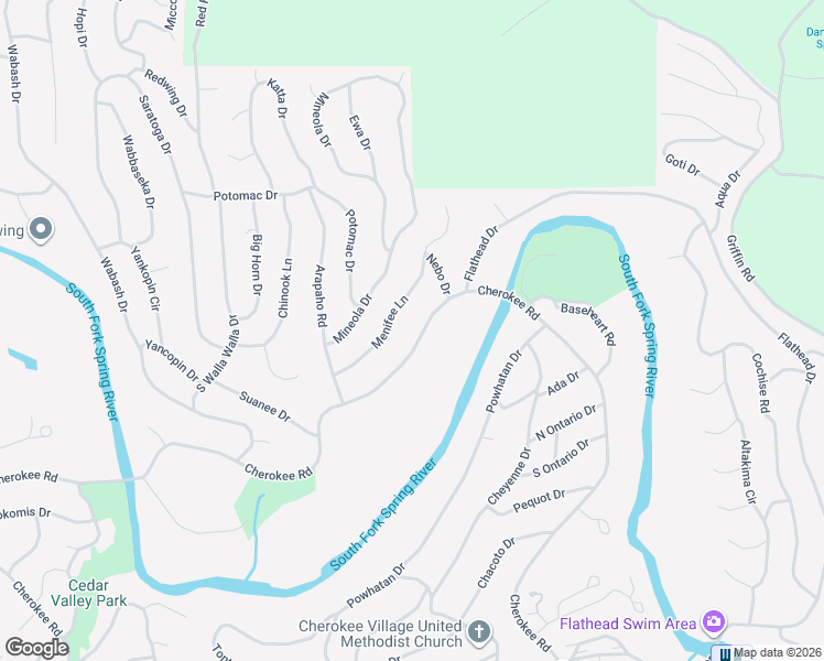 map of restaurants, bars, coffee shops, grocery stores, and more near 35 Cherokee Road in Cherokee Village
