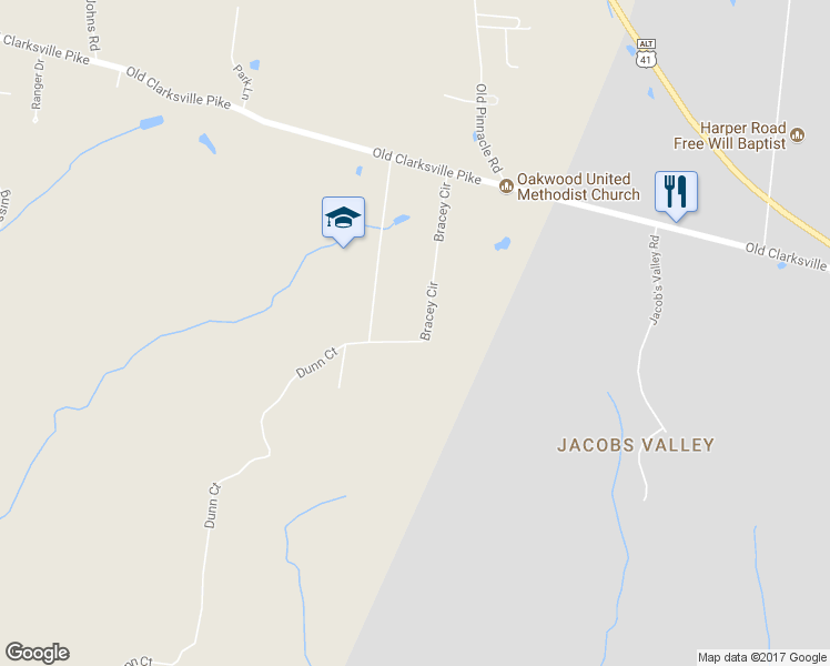 map of restaurants, bars, coffee shops, grocery stores, and more near 2123 Bracey Circle in Cheatham County