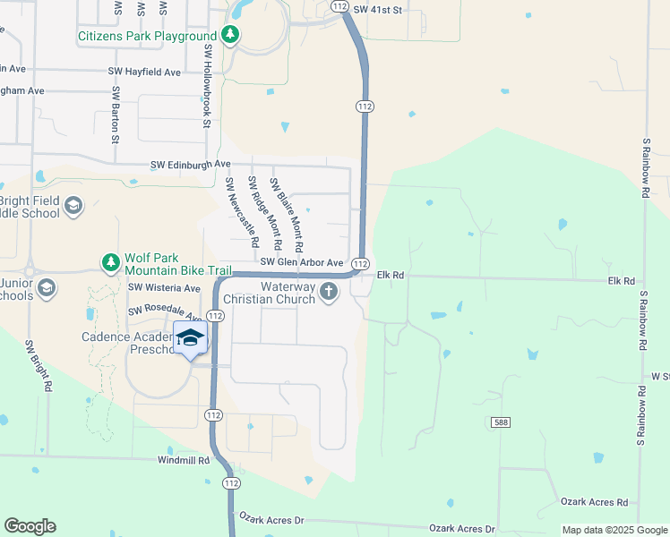 map of restaurants, bars, coffee shops, grocery stores, and more near 4074 Southwest H Street in Bentonville