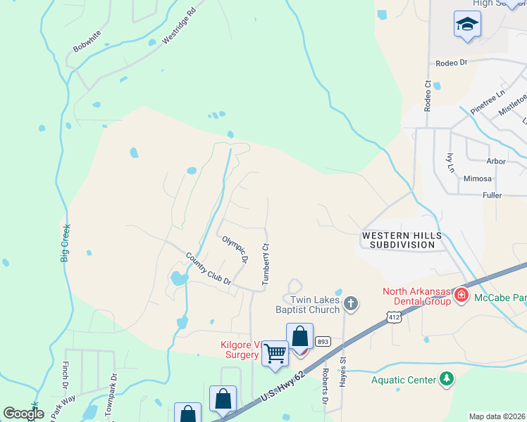 map of restaurants, bars, coffee shops, grocery stores, and more near 283 Turnberry Court in Mountain Home